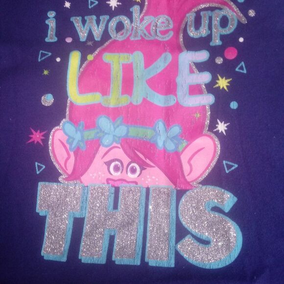 DREAMWORKS TROLLS girls small 6/6x blue Poppy 3/4 sleeve tutu dress - Picture 2 of 8